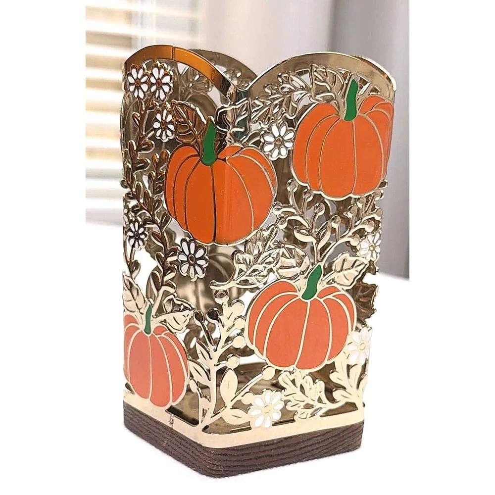 Bath & Body Works Soap Holder OS Orange Good Autumn Fall Pumpkin Sleeve Metal